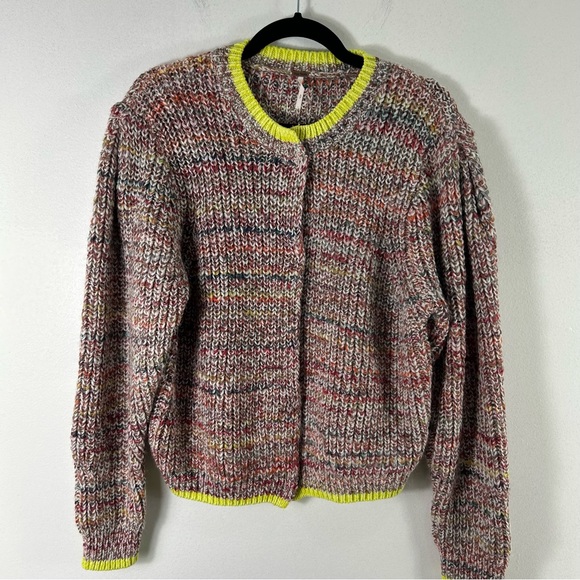 Free People Womens Walk On By Marled Cardigan, Multi Combo Sweater Small EUC - Picture 5 of 16